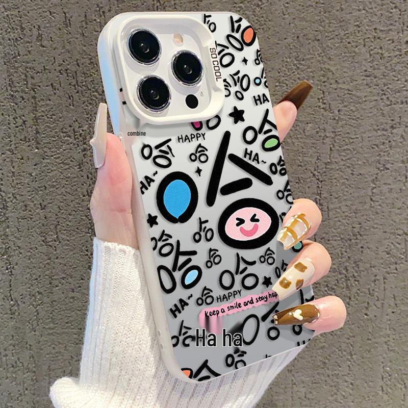 Apple iPhone 17 Case with Smiley Face - Compatible Silver Cross-Border Cover for 15 Pro Max, 14 Pro, 13, 16 Pro