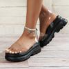 Summer water platform high-heeled platform sandals women's shoes large size muffin shoes platform buckle sandals
