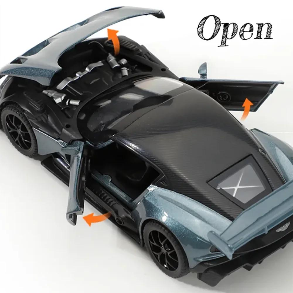1:32 Scale Vulcan DB12 Sports Car Model Toy Pull Back Sound Light Metal Diecast Vehicles Models for Children's Interactive Toys