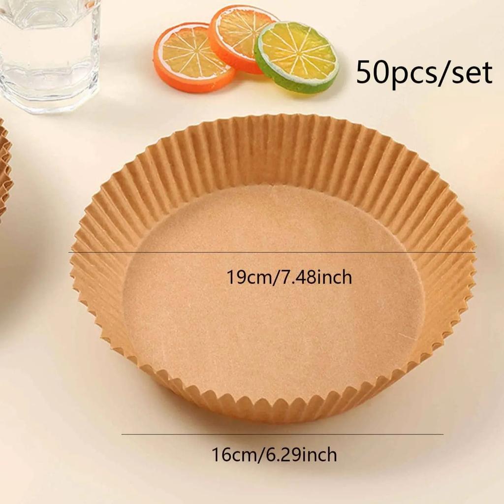 50pcs-Air Fryer Paper Liners,Non-Stick Airfryer Baking Papers, Round Air-Fryer Paper For Baking Roasting Microwave