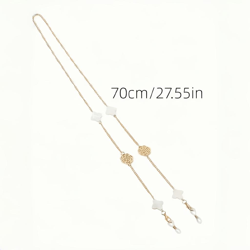 Elegant Camellia Glasses Chain for Women Zinc Alloy Anti-Slip Fashion Eyewear Holder, Professional Theme for Reading Glasses