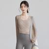 Net Sweet Design Women's High-Waisted Tummy Control Long-Sleeve Yoga Set with Mesh Cover-Up.