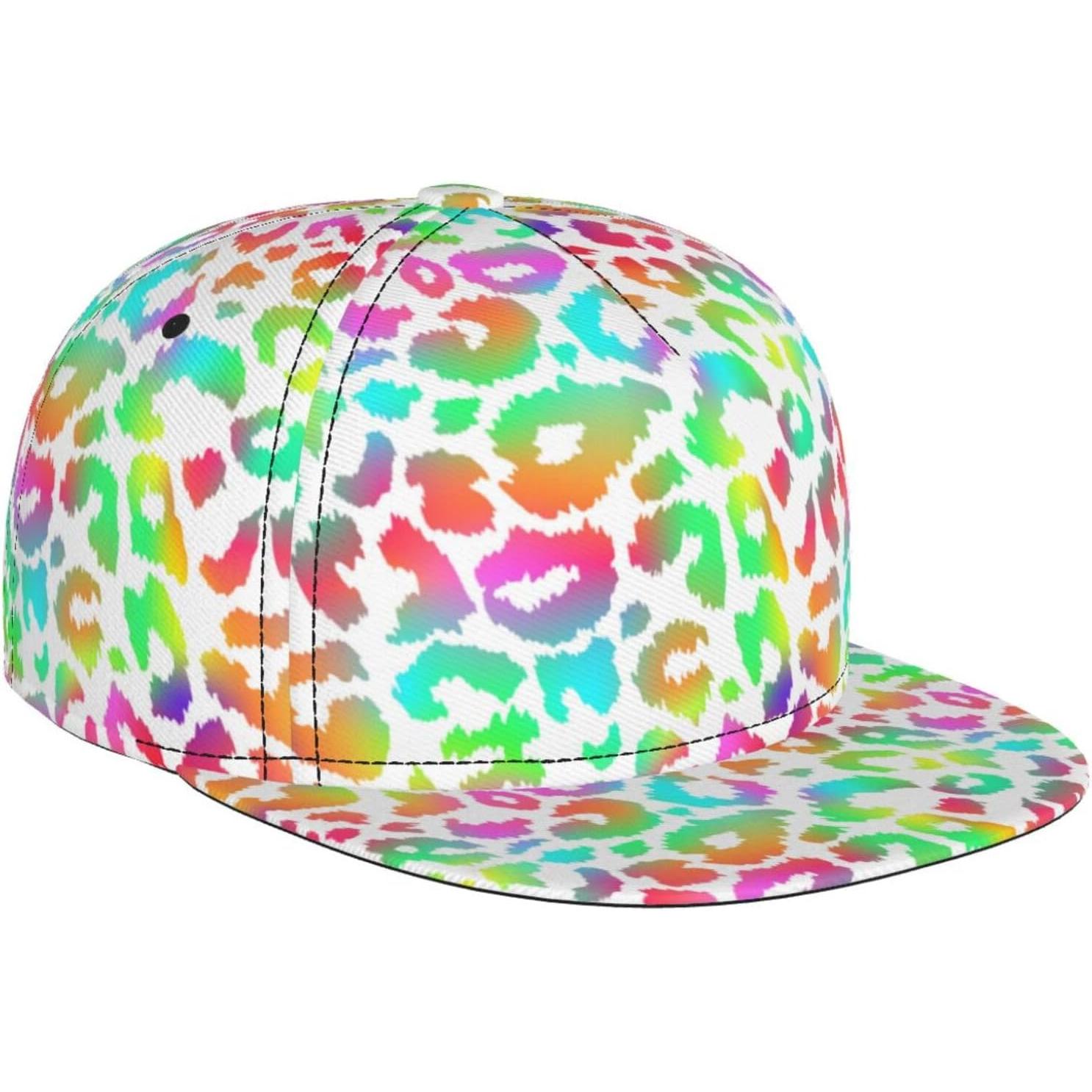 

White Neon Colorful Leopard Cheetah Print Baseball Cap for Men Women Adjustable Trucker Hat Snapback Sun Cap Lightweight Unisex One Size