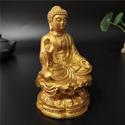 Goldene chinesische Feng Shui Buddha Statue Handgefertigte Harzkunsthandwerk Meditations-Buddha Skulptur Figuren Heimdekoration Statuen