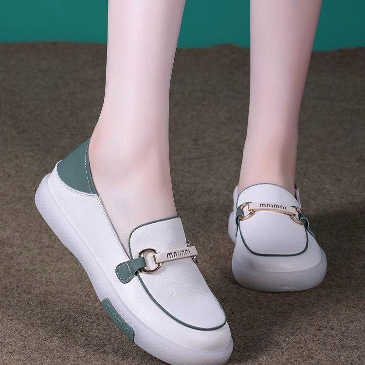 Popular one-pedal women's single shoes spring 2025 new little white shoes women's popular soft-soled flat-soled casual loafers