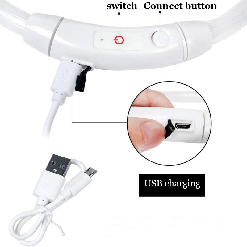 LED Dog Collar Light Up Dog Collars USB Rechargeable TPU Glow Safety Basic Dog Collars For Large Medium Small