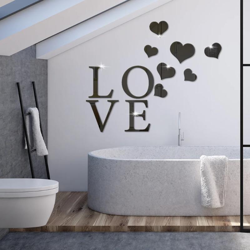 Acrylic LOVE Letter Mirror Sticker Bedroom Living Room Decorative Wall Stickers