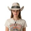 Western cowboy hat for men and women, faux suede, distressed with metal rivets, wide brim, outdoor riding sun protection hat