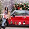 Christmas Peeking Reflective Car Decals Santa Claus Reindeer Snowman Funny Car Stickers For Auto,SUV,Truck, Refrigerator Window Indoor And Outdoor