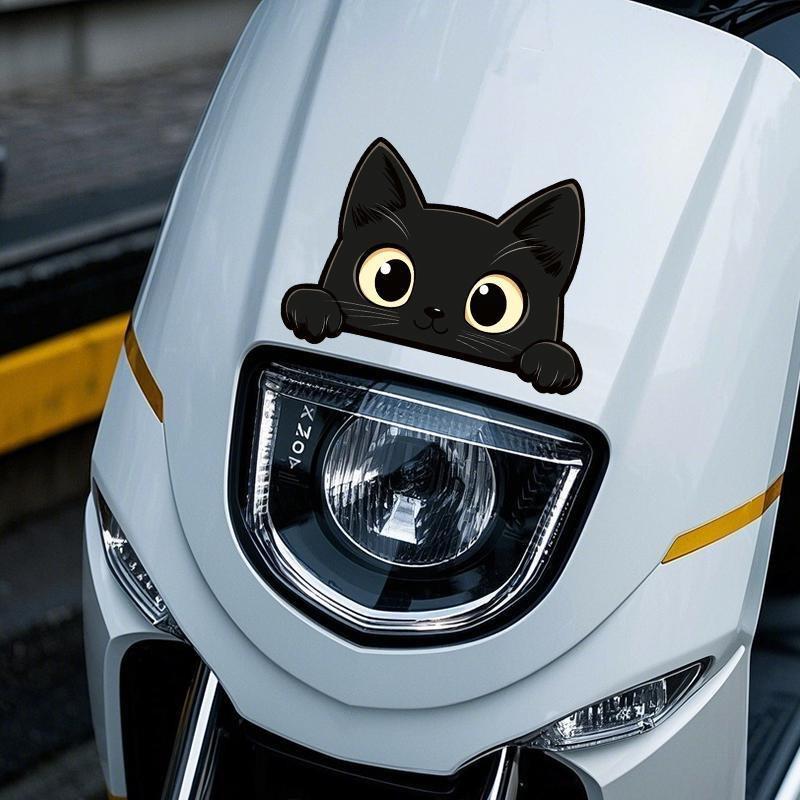 4Pcs Creative Waterproof Car Electric Motorcycle Vinyl Stickers Stealing Sight Black Cat Decals Scratch Blocking Car Sticker