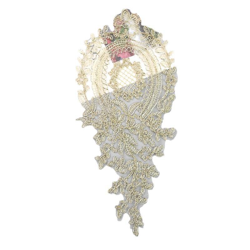 29.5 Cm Wide Gold Bone Rope Lace Car Bone Plus Beads Home Textile Clothing Accessories Pineapple Embroidery Lace Flower