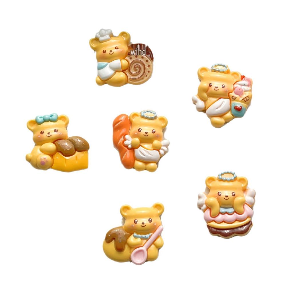 Cute Cartoon Bear Resin Ornaments: DIY Dessert, Hair Clips & Crocs Charms
