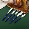 20 PCS Stainless Steel Flatware Set Service for 4, Retro Style  Tableware Forks Spoons Knives Eating Utensils, Acrylic Handle with Rivets Design