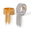 Wondershare High-End Stainless Steel Beaded Tassel Ring for Women - European & American Style Jewelry