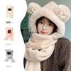 Bear Hat, Gloves, Scarf, Three-piece Set, Thickened Plush Warm and Versatile Scarf, Outdoor Cycling and Cold-proof Integrated Hat.