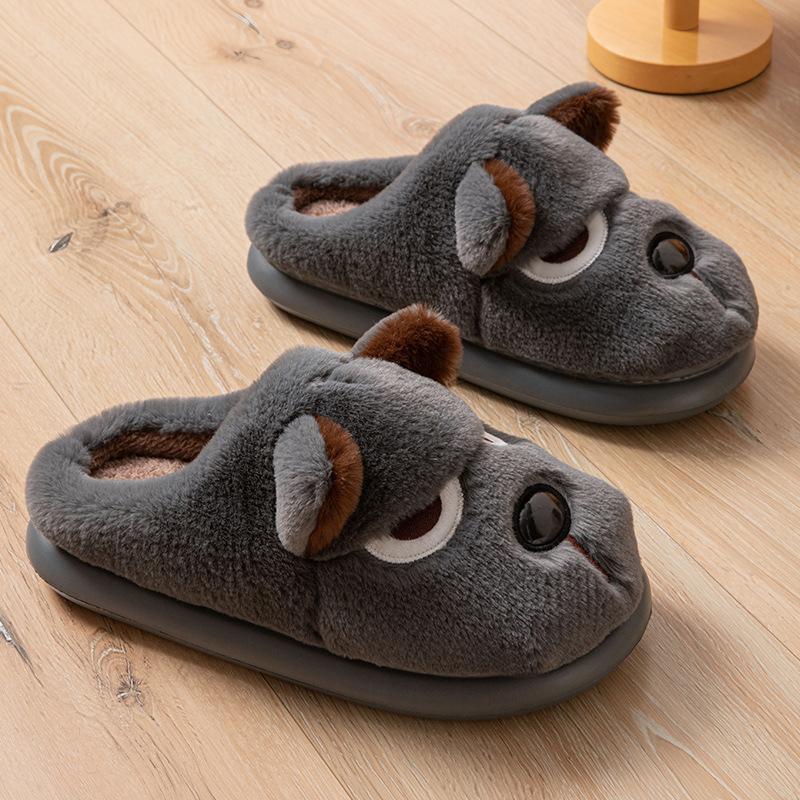 Puppy Baotou Cartoon Cotton Slippers Men's Winter Non-slip Plush Indoor Warm Cotton Slippers Winter