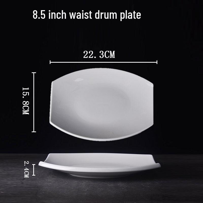 Irregular White Ceramic Dinner Plate for Household, Hotel, and Restaurant Tableware 12-inch
