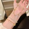 Elegant Heart Shaped Necklace Women Jewelry Set with Imitation Hydrophane Jade Tassel Bracelet Sweet