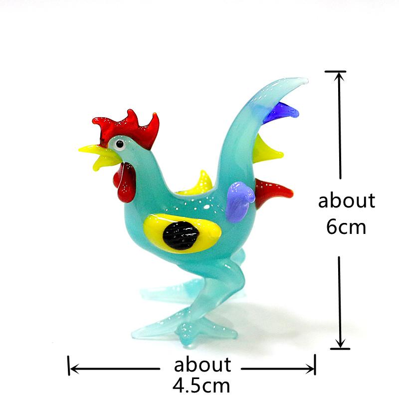 Easter Cock Glass Miniature Figurine Cute Rooster Statue Ornament Home Table Decoration Collection Holiday Party New Year Gifts