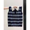 New Hollow Doll Collar Sleeveless Vest Knitted T-shirt Women's Commuting Foreign Style Loose and Thin Design Top