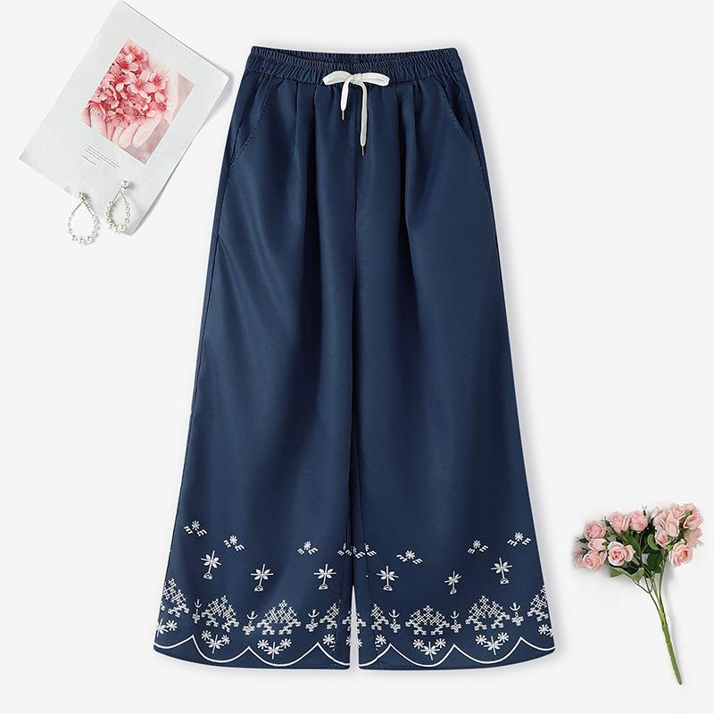 ZANZEA Women Casual Elastic Waist Loose Print Cropped Pants