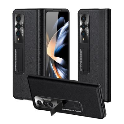 Deri Katlanır Kılıf Samsung Galaxy Z Fold 4 5g Menteşe Koruma Kılıfı Manyetik Tutucu ve Temperli Cam Ince Darbeye Dayanıklı