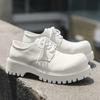 Fashion Men's Casual Leather Derby Shoes Trendy Youth Mens Lace-up Thick Sole Heightened Shoe 1026
