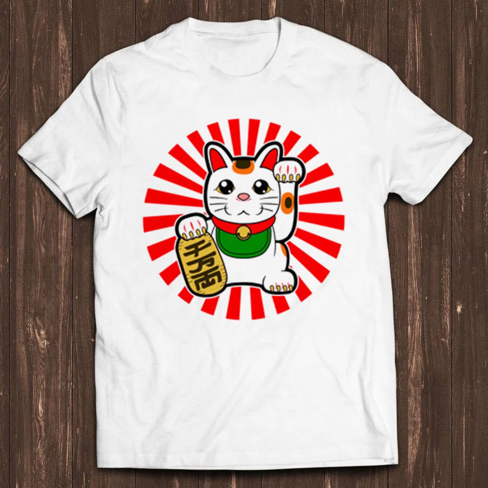Maneki-Neko T Shirt Japanese Lucky Cat Chinese Cool Gift Tee C253 4XL