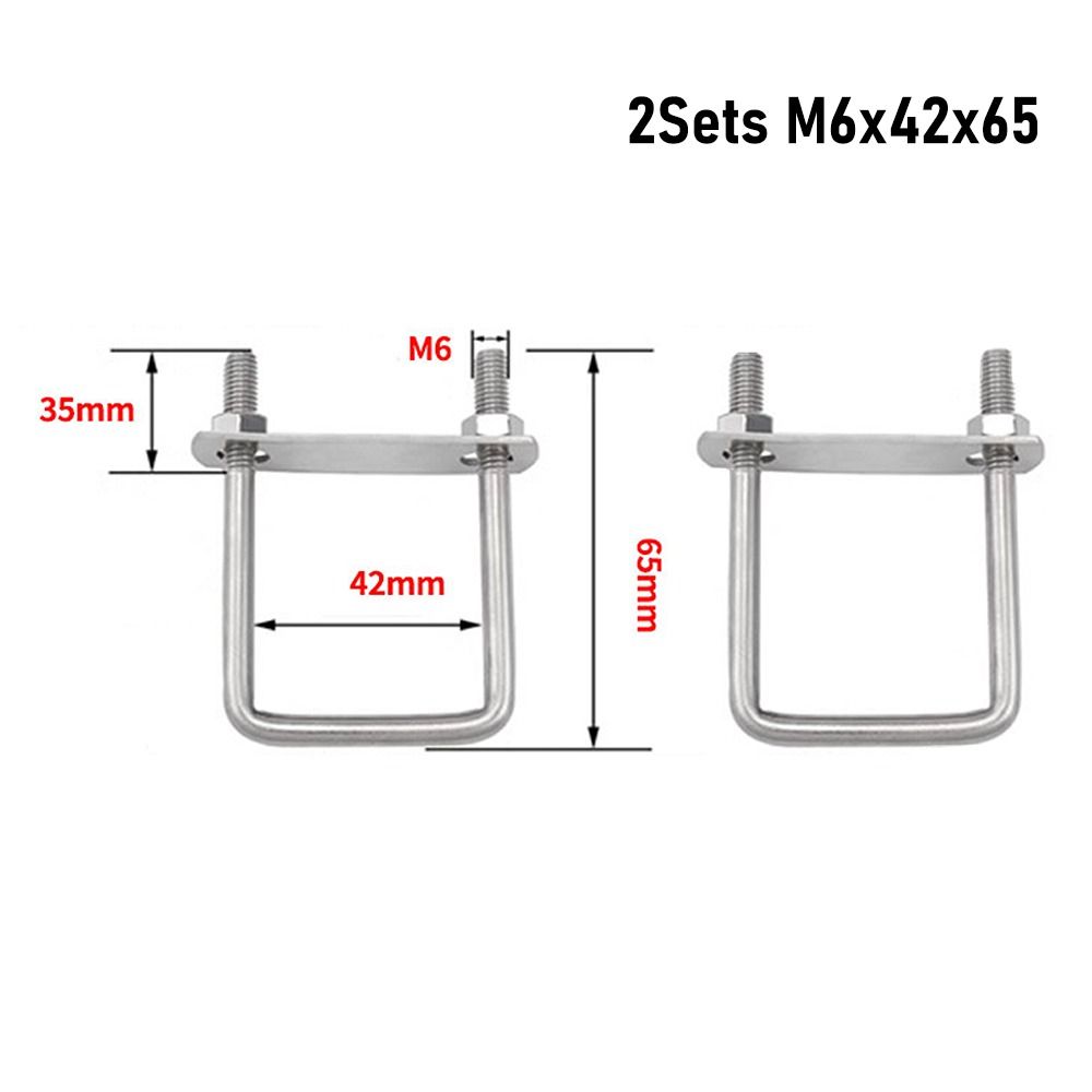 2Sets Iron Pipe U-clamp Right Angle U-bolt Squa Bolt Durable Square Clamp