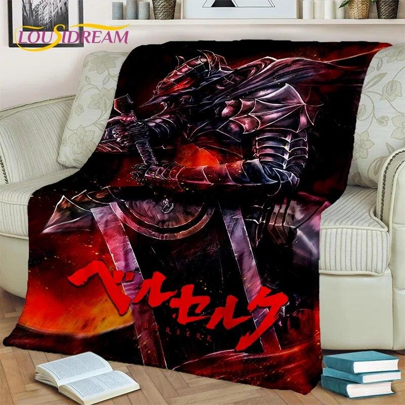 3D Anime Calssic Berserk Cartoon HD Blanket,Soft Throw Blanket for Home Bedroom Bed Sofa Picnic Travel Office Cover Blanket Kids