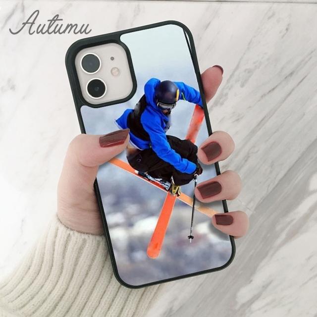 Skiing Snow Snowboard Skis Phone Case for iPhone 11 12 13 14 Pro Max mini XR XS SE 2020 6S 7 8 Plus Samsung Galaxy S21 S22 Cover