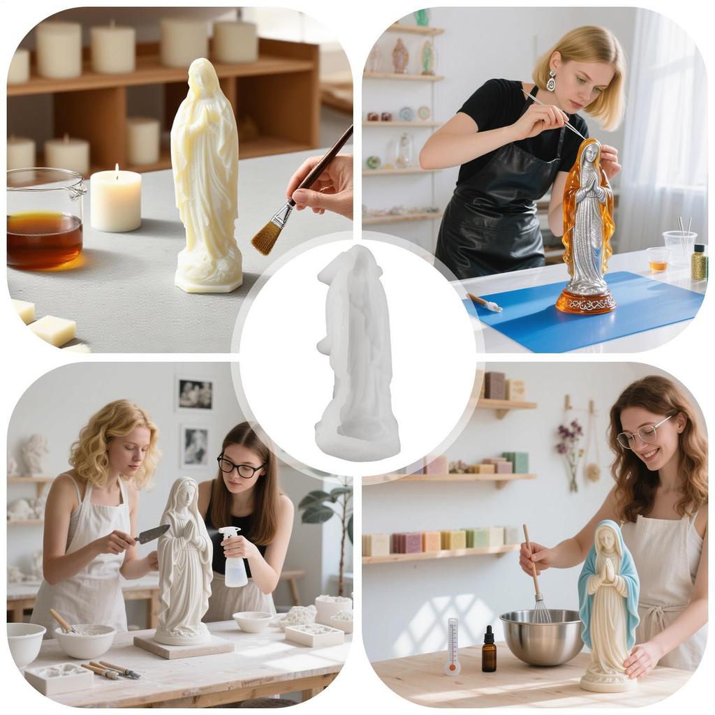 Virgin Mary Silicone Candle Mold 3D Christian Religious Figurine Resin Crafts Plaster Casting Molds Baby Birth Gift Home Decor