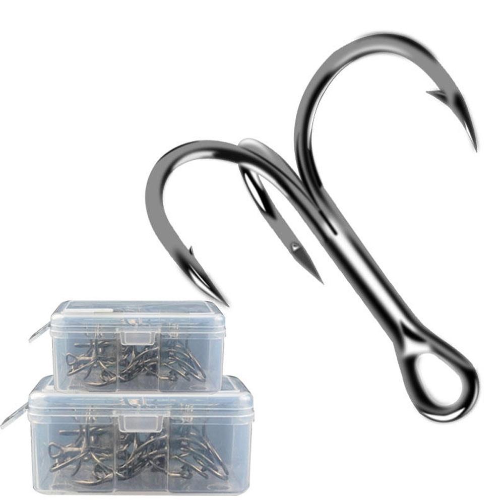 

50 шт./коробка Острый Высокоуглеродистый Стальной Рыболовный Тройник Прочный Кованый Зазубренный Джиговый Крючок для Карпа Морской Рыбалки Вязания Мушек Приманка 2-14# 12 чёрный