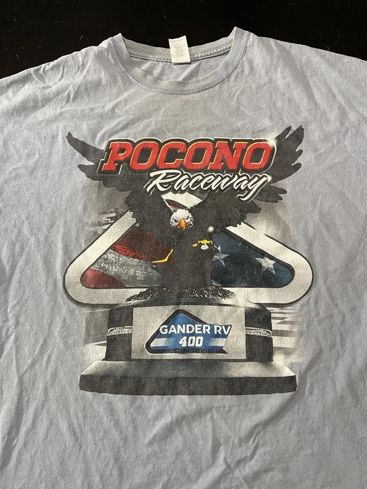 

Pocono Racing Gander RV 400 T-Shirt, Gray/Blue, Size: 2XL XXL S