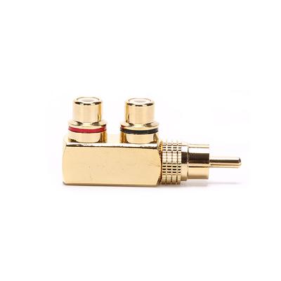 Conector Adaptador RCA Divisor de Audio y Video AV Chapado en Oro 1 Macho a 2 Hembra Conector F