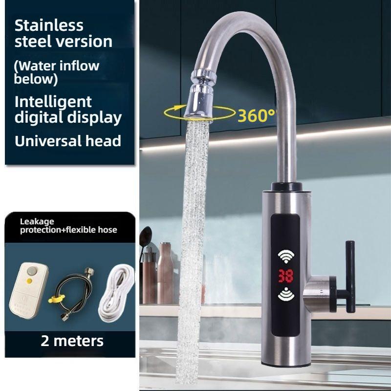 Elektryczny Podgrzewacz Wody Bateria Kuchenna Bezzbiornikowy Podgrzewacz Wody Kran LCD Cyfrowy Dotykowy Obrót 360 Stopni Baterie Termostatyczne