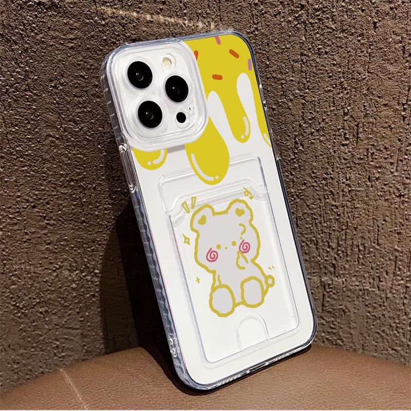 Card Slot Holder Silicone Wallet Pocket Case For Samsung S23 S24 S25 Ultra A15 A25 A35 Xiaomi Redmi 15 14 12 13 iPhone 17 Air Cover Clear Phone Bumper