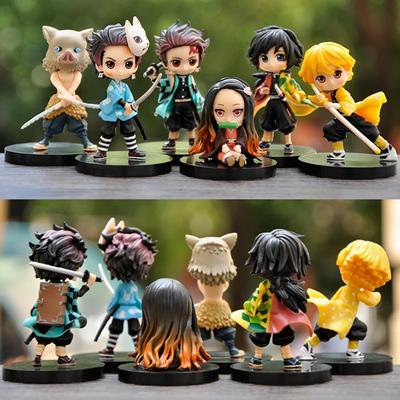 Q VersionAnime Demon Slayer Kimetsu No Yaiba Figure Kamado Tanjirou Action Figure Agatsuma Zenitsu Nezuko Warrior PVC Model Toys