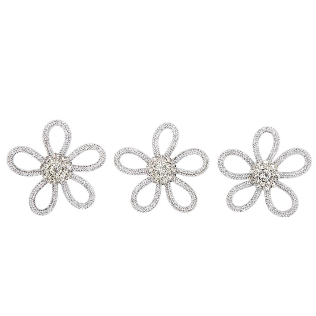 3Pcs Shoe Brooch Cute Colours 6cm Rhineston Wide Flower Shape Clothing Brooch for Shoes Bag Wedding Dress