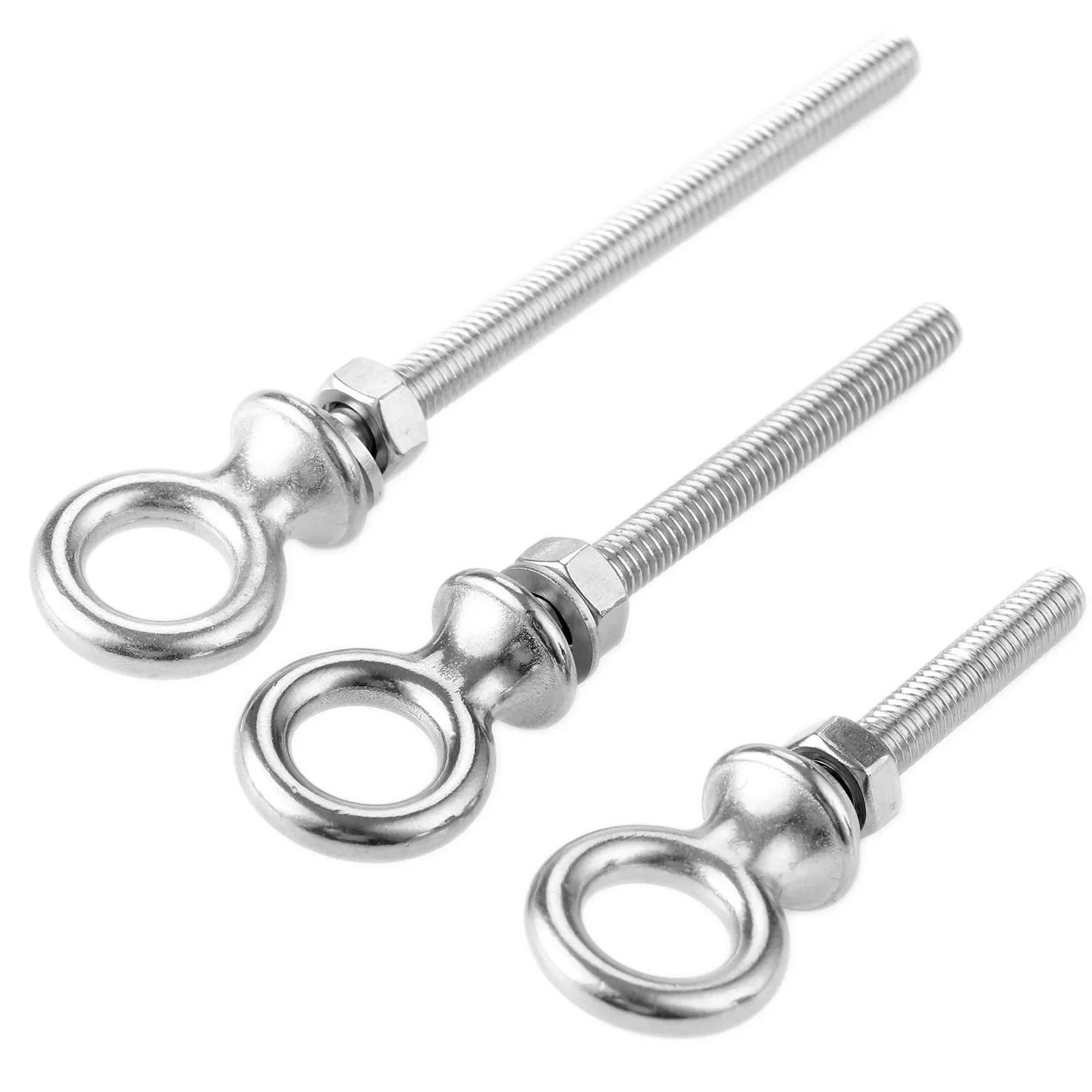 1PCS/5PCS 316 Stainless Steel Long Lifting Eye Bolt Eyebolts With Nuts & Washers Set Boats Screw M6*60 M8*80 M10*100 M6 X 60