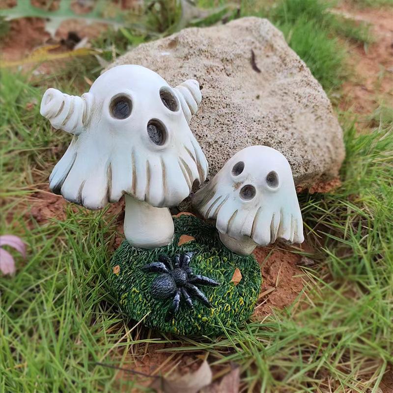 New Halloween Ghost Mushroom Ornaments Home Garden Decoration Ghost Horror Art