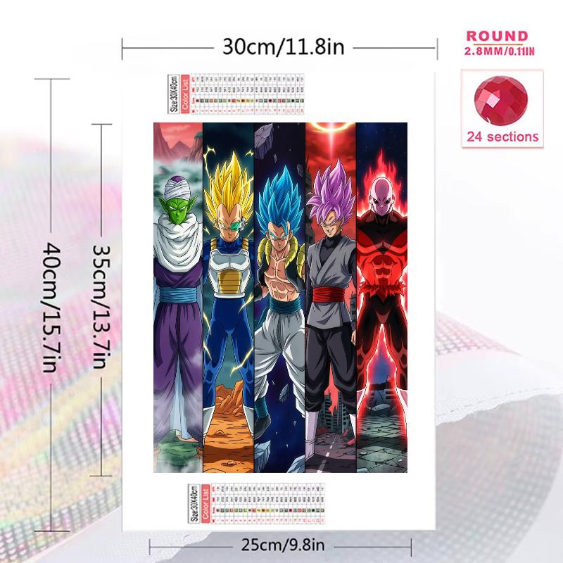 Dragon Ball Character Panels Pattern 3pcs 100% Round Full Drill 5D DIY Diamond Painting Embroidery Cross Stitch Rhinestone Décor