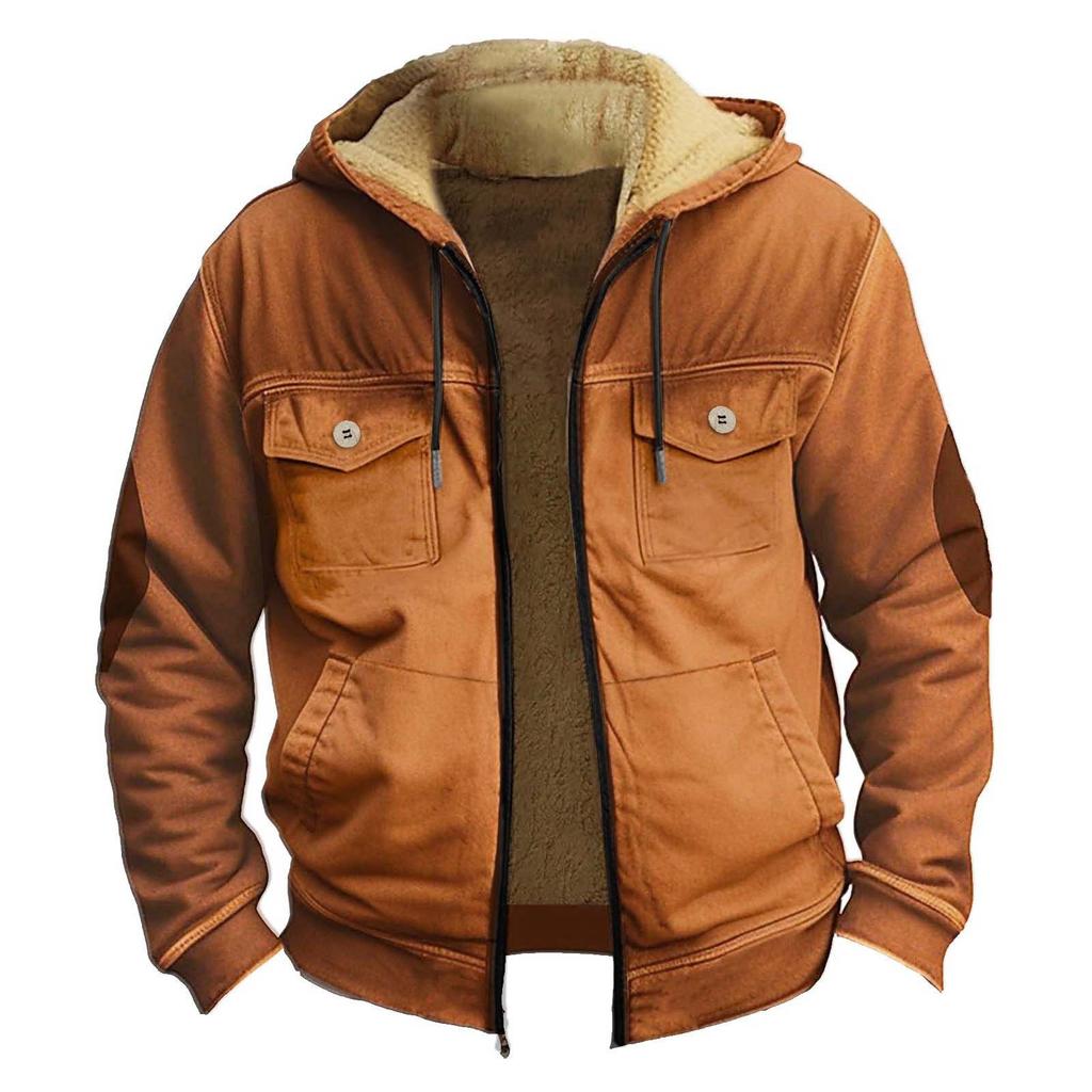 Dobbellommejakke for menn med fortykket knapp med lommeinnsats bomullsjakke