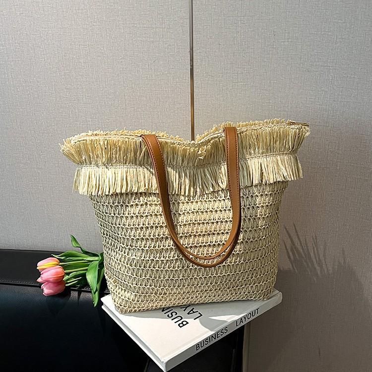 Frühling und Sommer Retro gewebte Tragetasche neue Stroh-Handtasche Umhängetasche große Kapazität Strandtasche