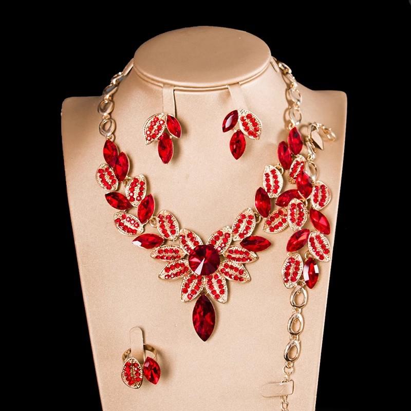 Jewelry Gemstone Four-Piece Short Collarbone Necklace Bridal Wedding Dress Accessories