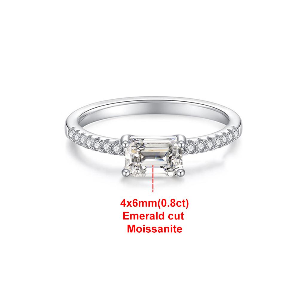4x6mm Emerald Cut Moissanite Ring Set for Women CopperSparkling Stackable Row Ring Party Wedding Bands Jewelry