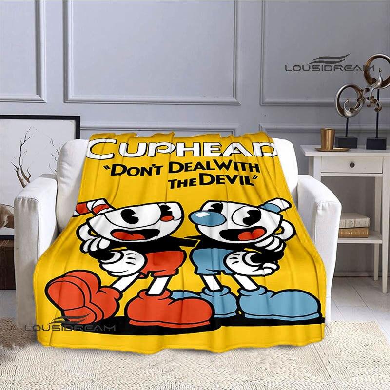 Cuphead Anime Bedruckte Decke für Kinder, warme, schöne Decke, Flanell, weiche und bequeme Decke, Heimreise, Geburtstagsgeschenk