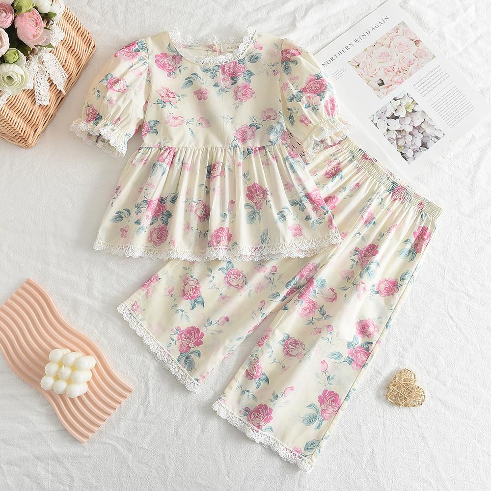 Bear Leader Baby Girl's Casual Clothing Round Neck Sleeveless Polka Dot Top+Wide Leg Pants Set with Bow and Botton 2PCS Set