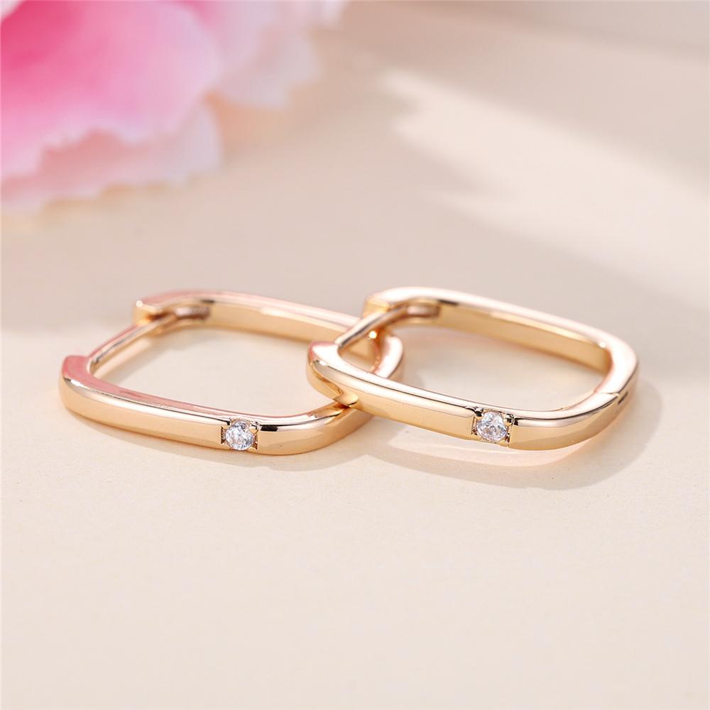 Orecchini a cerchio quadrati trendy in zircone bianco cristallo per donna, colore oro vintage, gioielli da sposa