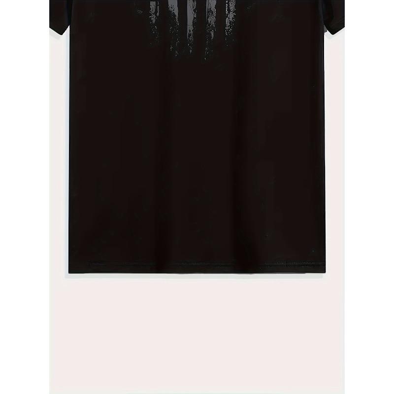 European Sizes Men'S Casual Summer T-Shirt Featuring a Vintage Letter And Skull Design, Perfect for Everyday Use And Holiday Trips